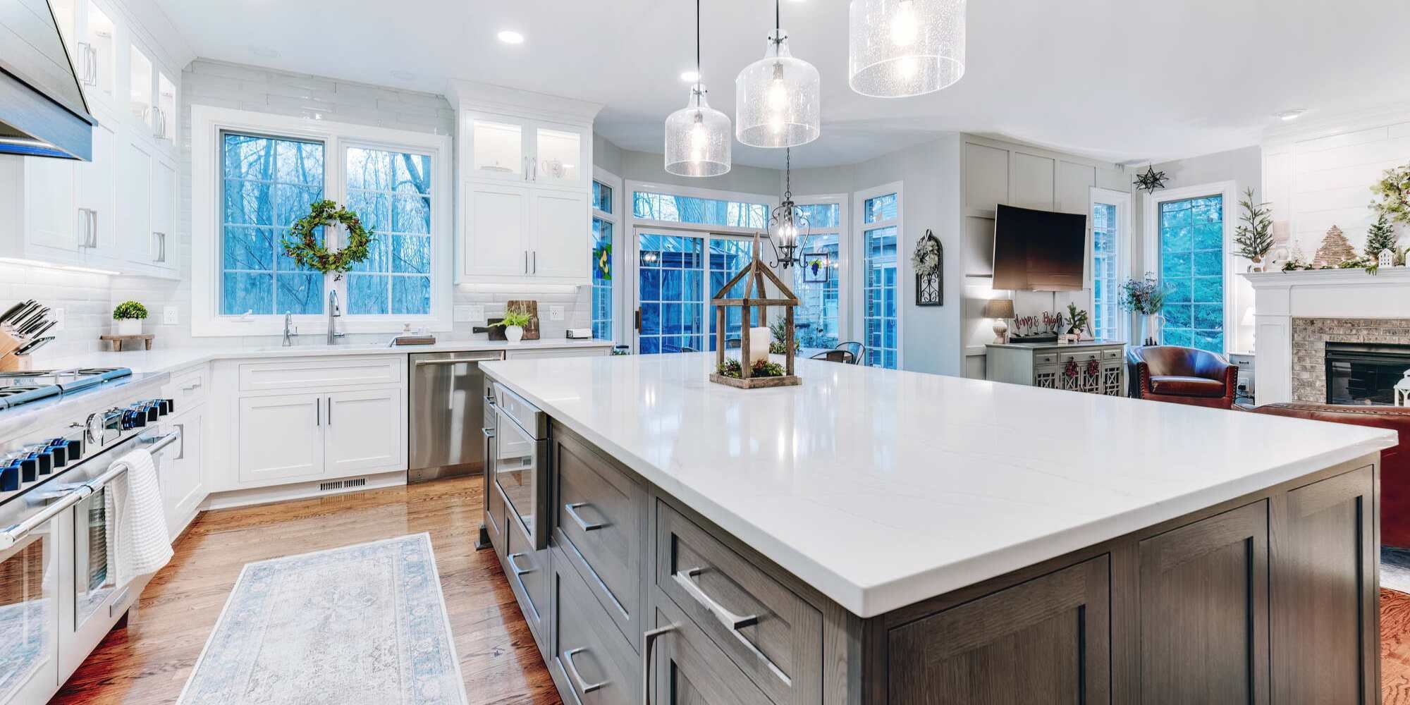 Custom home kitchen remodel with wood accents and modern appliances by Cabinet Creations in Royal Oak, MI