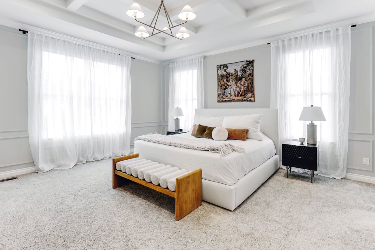 Bright custom master bedroom design by Cabinet Creations in Waterford Township, MI