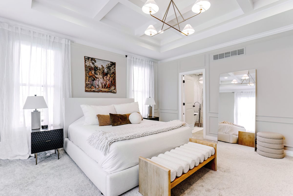 Sophisticated custom master bedroom with spa-style ensuite in Sylvan Lake, MI