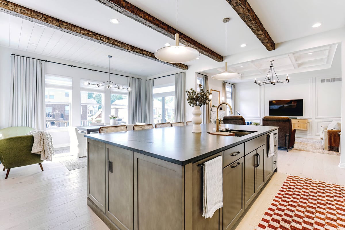 Custom home kitchen with wood accents and modern appliances by Cabinet Creations in Royal Oak, MI