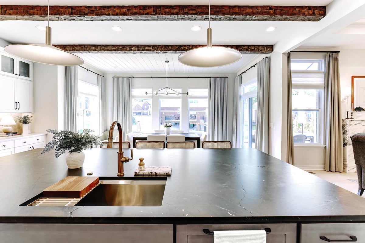 Designer kitchen with professional range and shaker cabinetry by Cabinet Creations in Farmington, MI