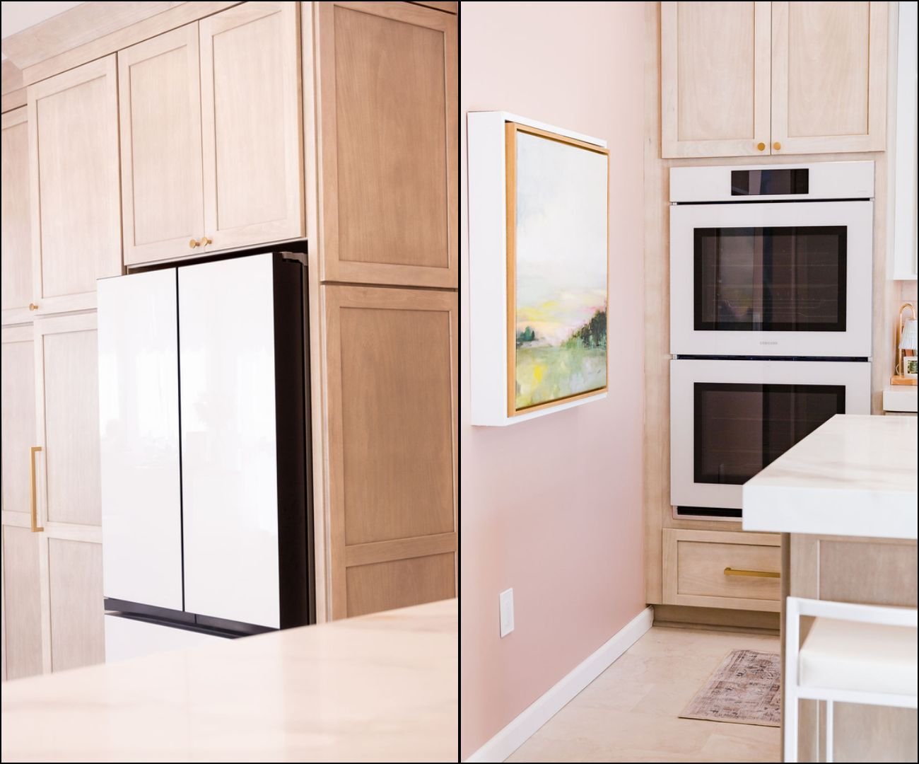 Built-in refrigerator and double oven with custom surrounds and cabinetry by Cabinet Creations in White Lake Township, MI Built-in refrigerator and double oven with custom surrounds and cabinetry by Cabinet Creations in White Lake Township, MI