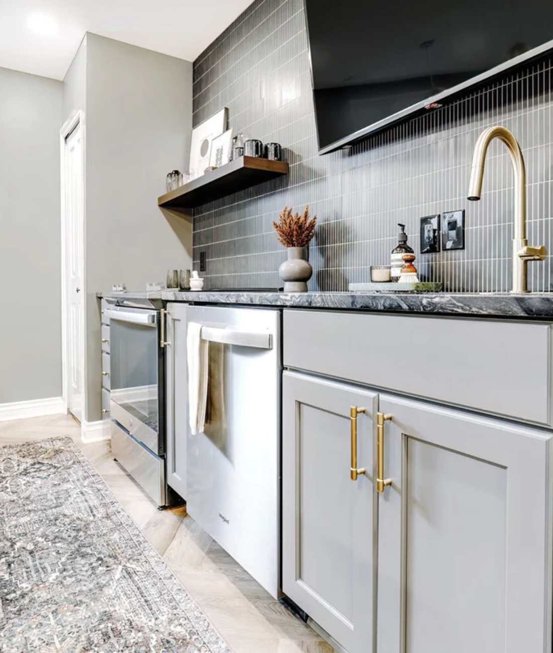 Custom auxiliary kitchen by Cabinet Creations in Rochester, MI with beverage appliances and custom c